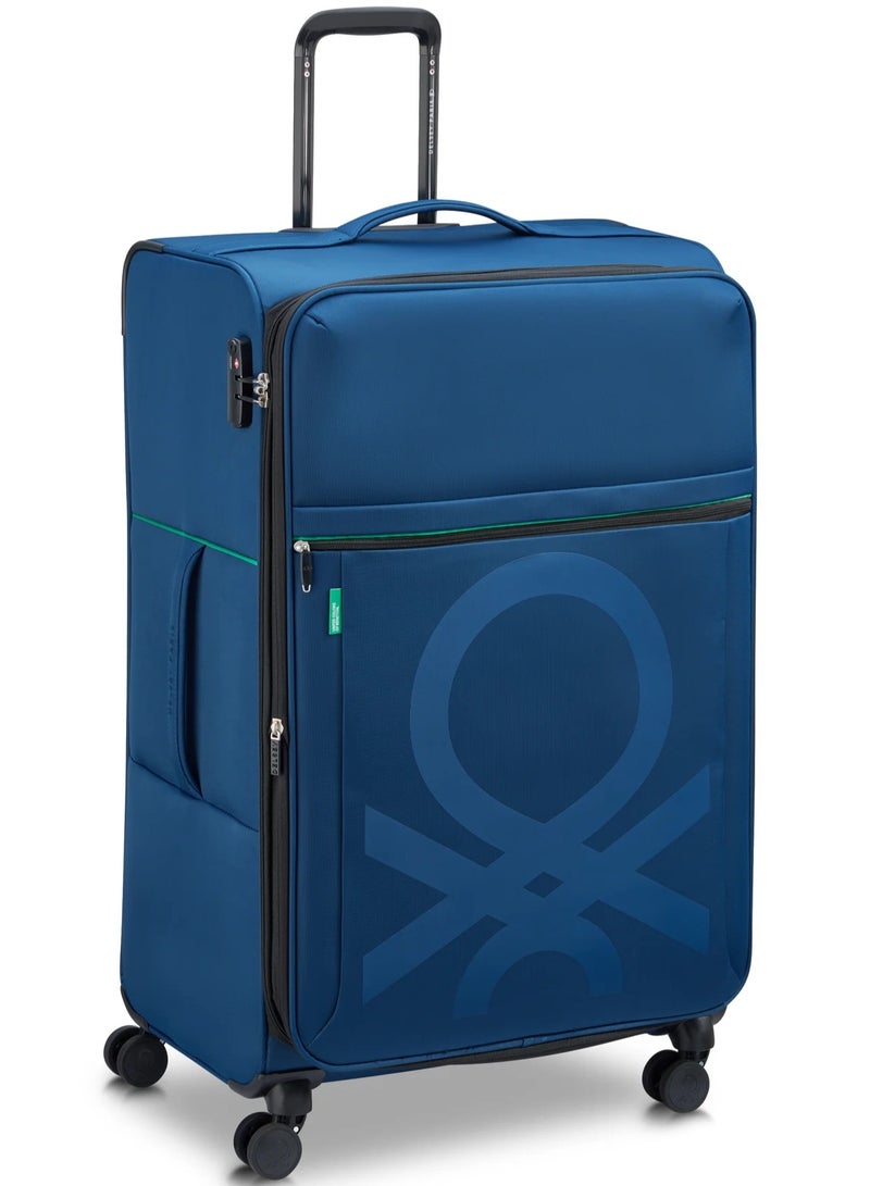 UNITED COLORS OF BENETTON Color Block 81 Cm 4-Double Wheeled Softside Expandable Check-In Luggage Trolley Case - Navy - Image 2